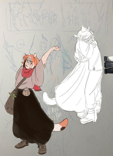 Collaged Digital and Traditional (colored pencil) Sketches, 2025.