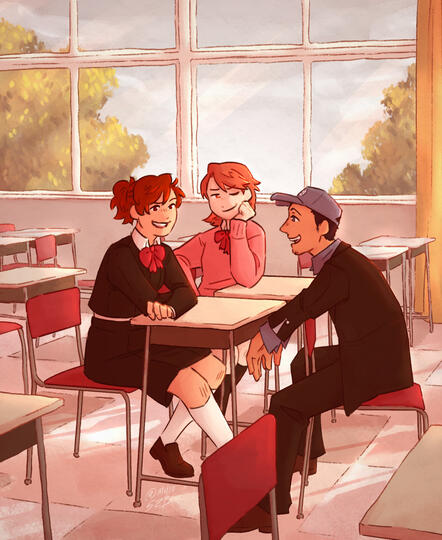 Goodbye to Yesterday, 2024. Digital Illustration. Features characters from Atlus&#39; Persona 3.