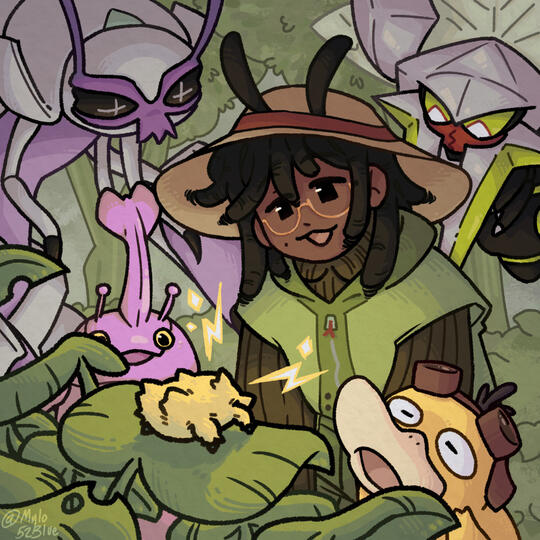 Untitled, 2025. Digital Illustration. Created for Artfight. Features Y2K9's character and Pokemon.