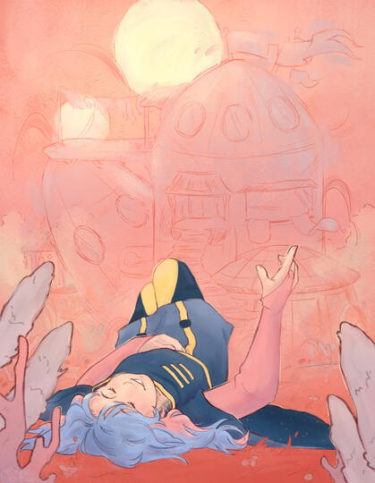 The Dreamer, 2025. Digital Illustration. Created for Artfight. Features cheyeperi's character.